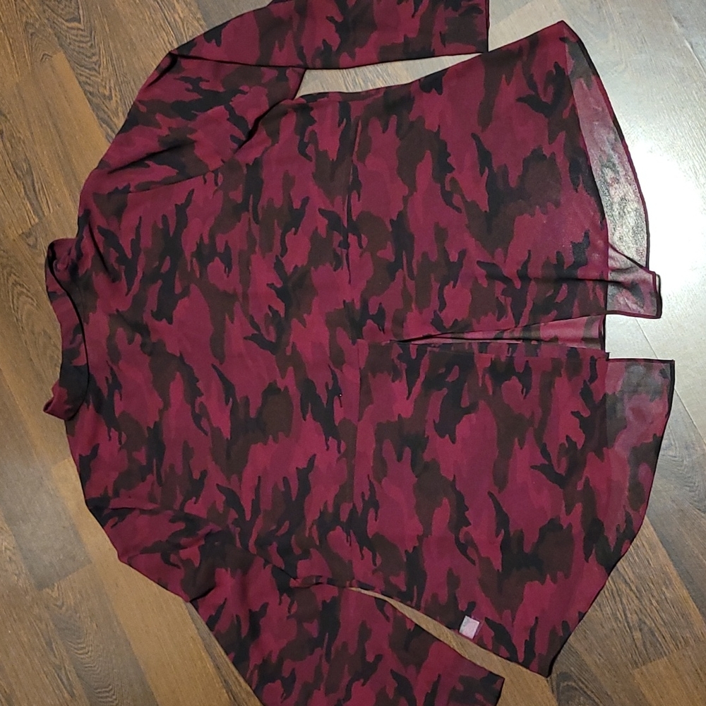 Lane Bryant Maroon Pattern Button Down Blouse Sz … - image 2